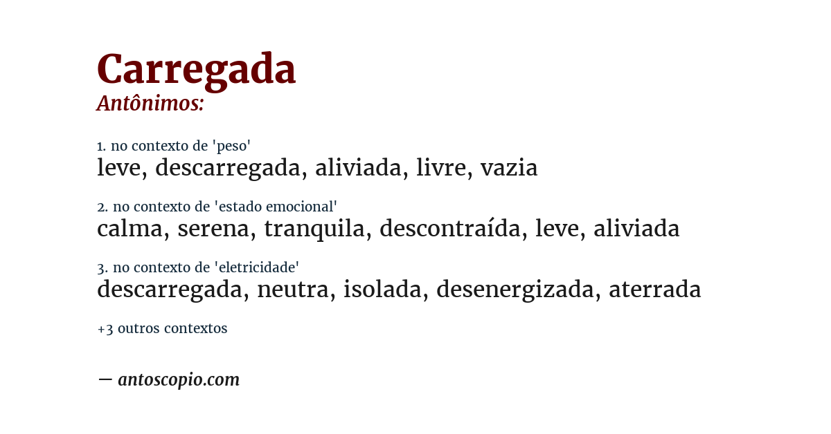 Antônimo de carregada