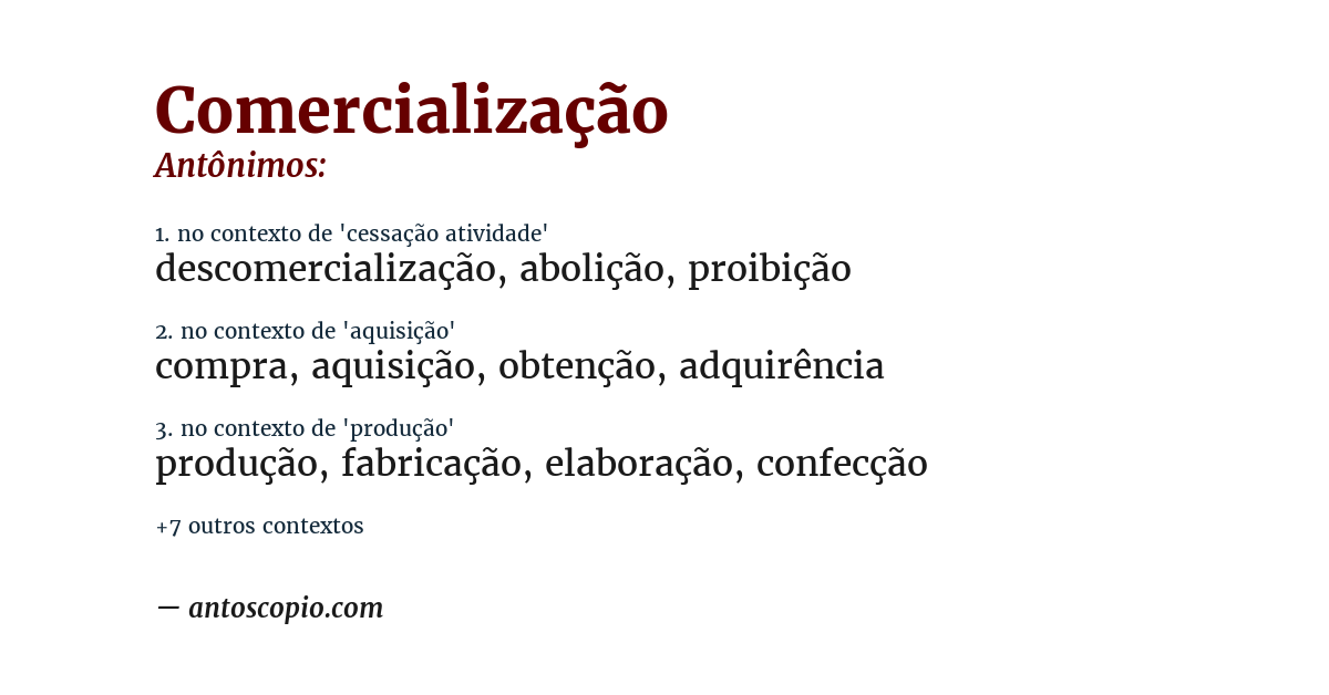 Antônimo de comercialização