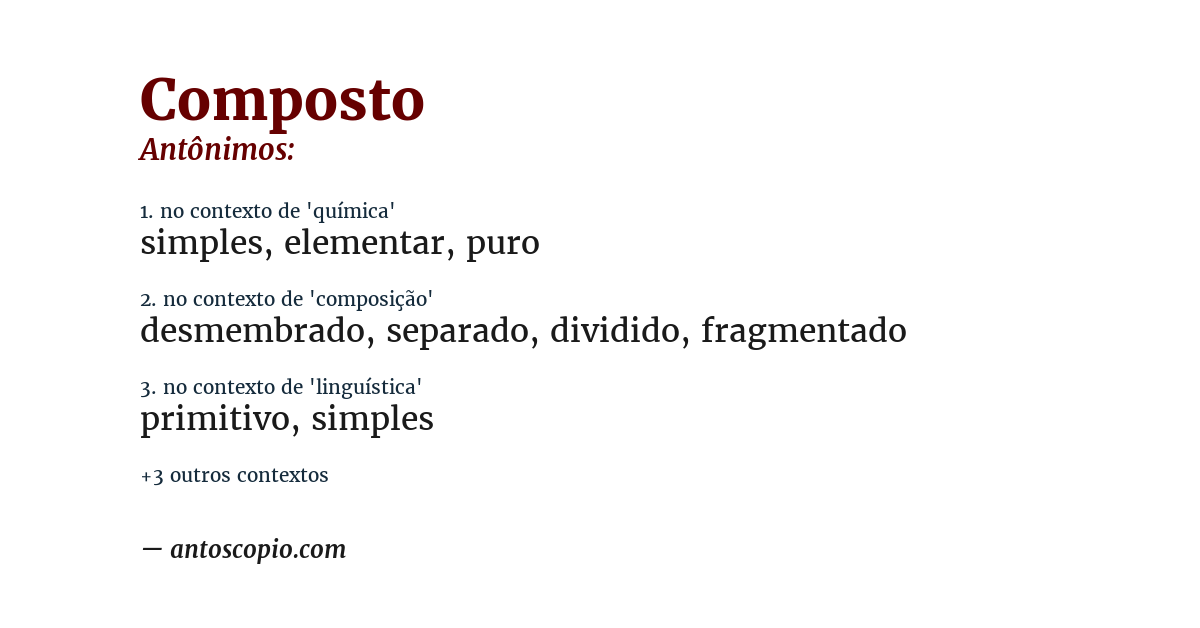 Antônimo de composto