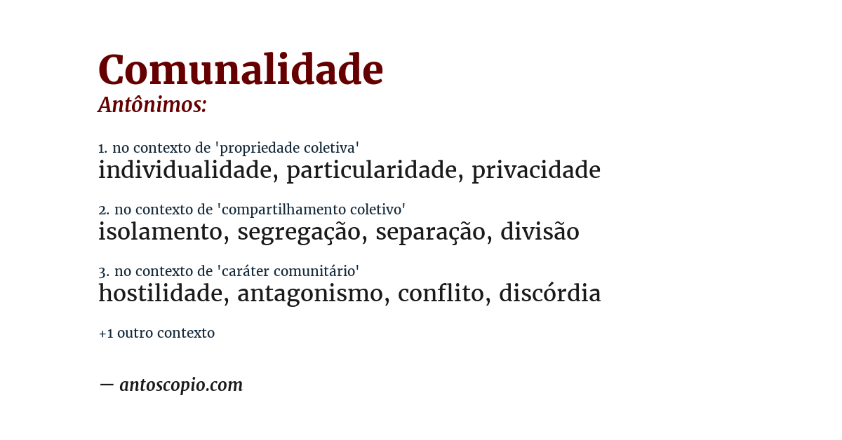 Antônimo de comunalidade