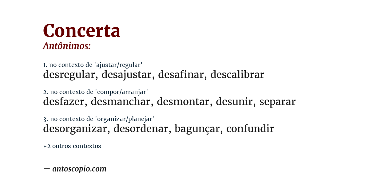 Antônimo de concerta