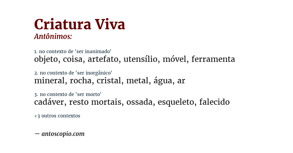 Antônimo de criatura viva