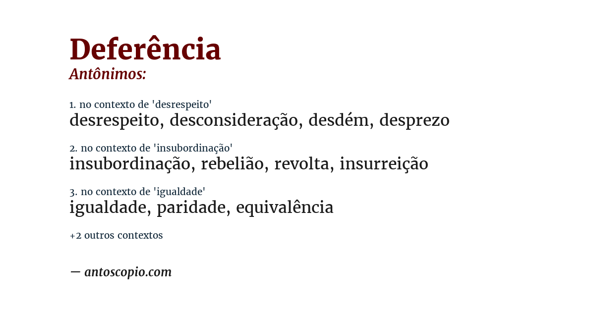 Antônimo de deferência