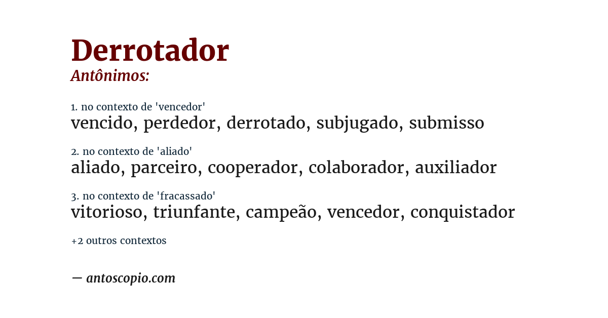 Antônimo de derrotador