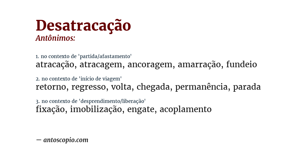 Antônimo de desatracação
