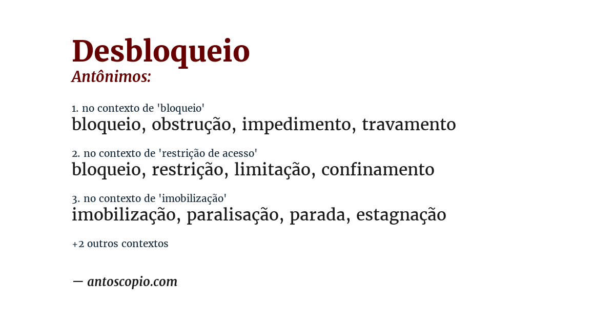 Antônimo de desbloqueio