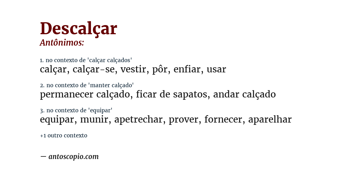 Antônimo de descalçar