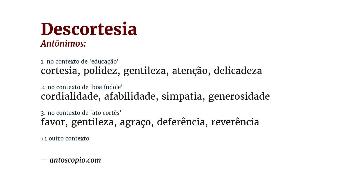 Antônimo de descortesia