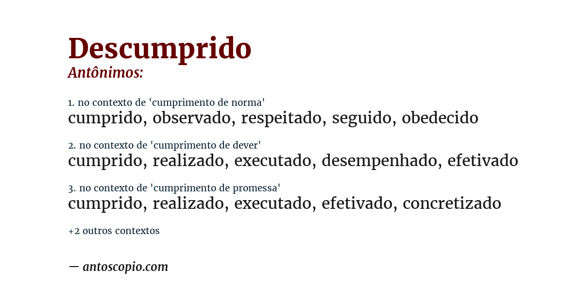 Antônimo de descumprido