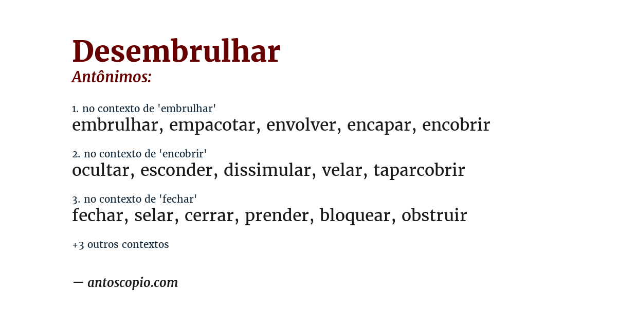 Antônimo de desembrulhar