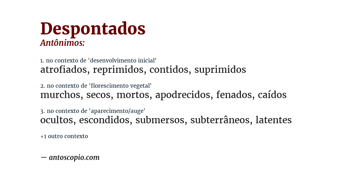 Antônimo de despontados