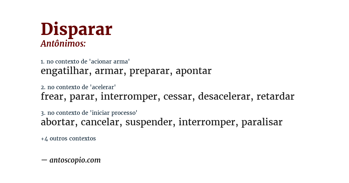 Antônimo de disparar