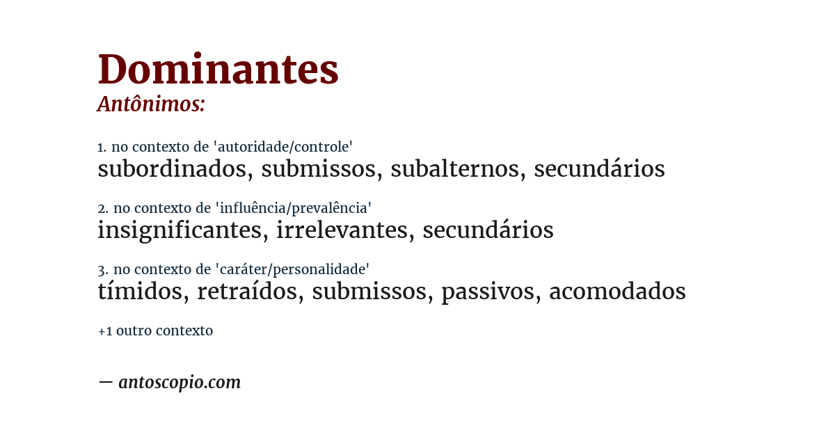 Antônimo de dominantes