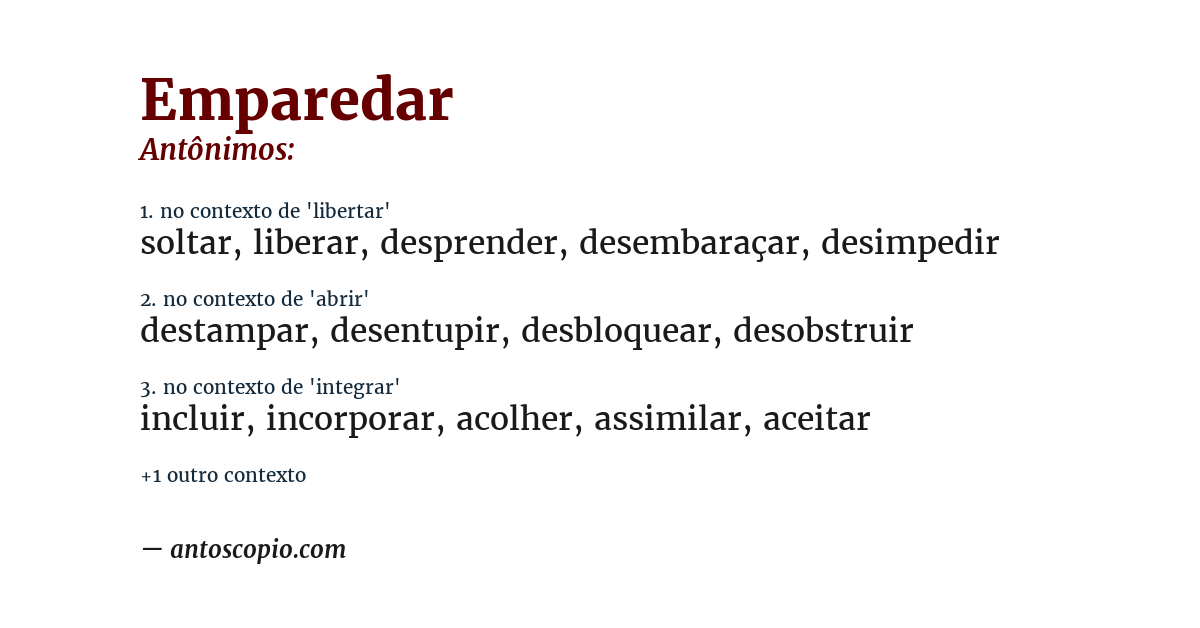 Antônimo de emparedar