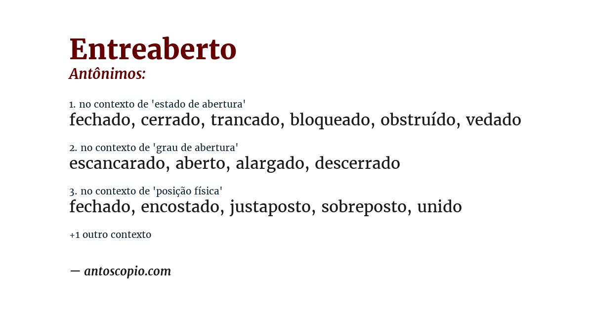 Antônimo de entreaberto