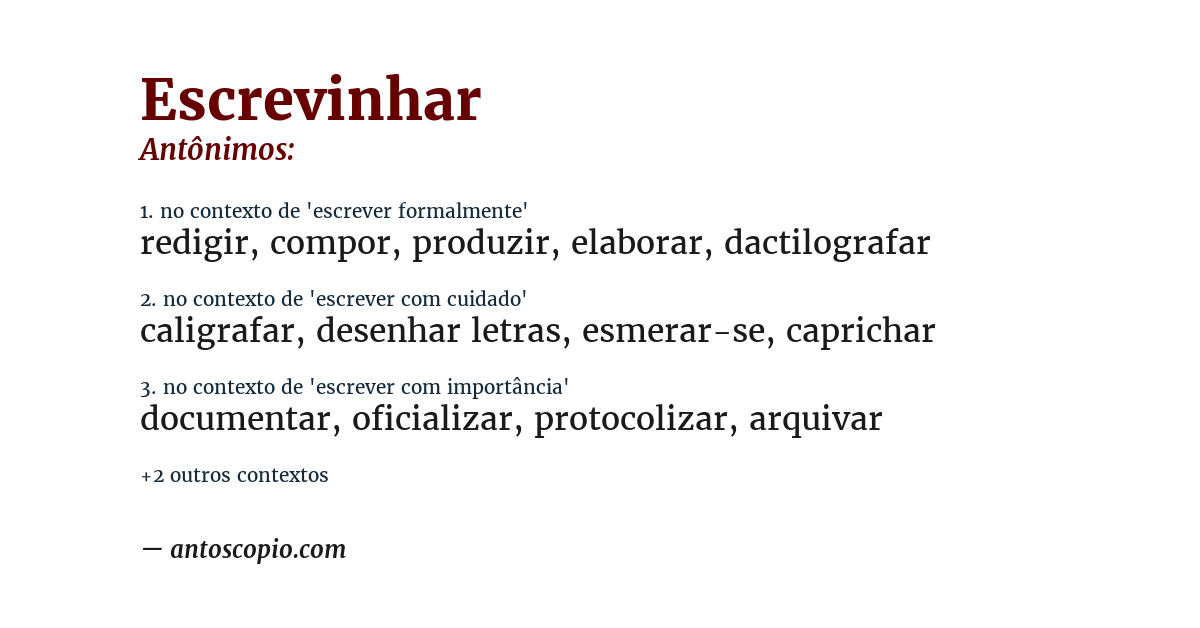 Antônimo de escrevinhar