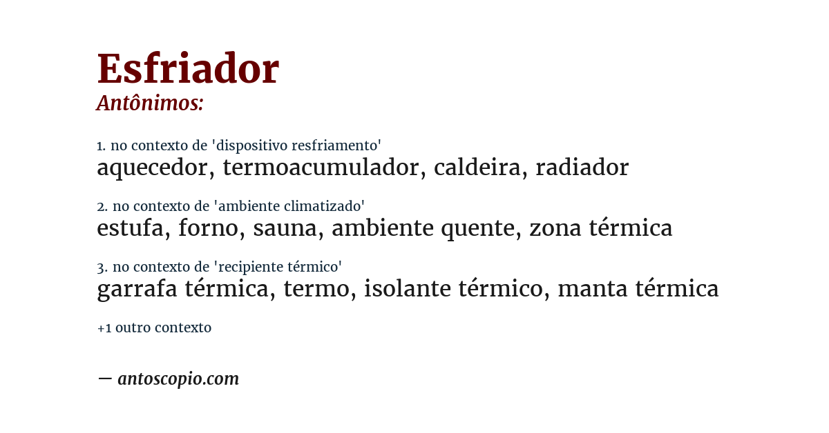 Antônimo de esfriador