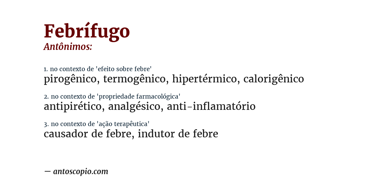 Antônimo de febrífugo