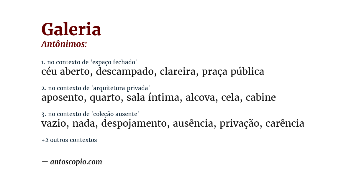 Antônimo de galeria