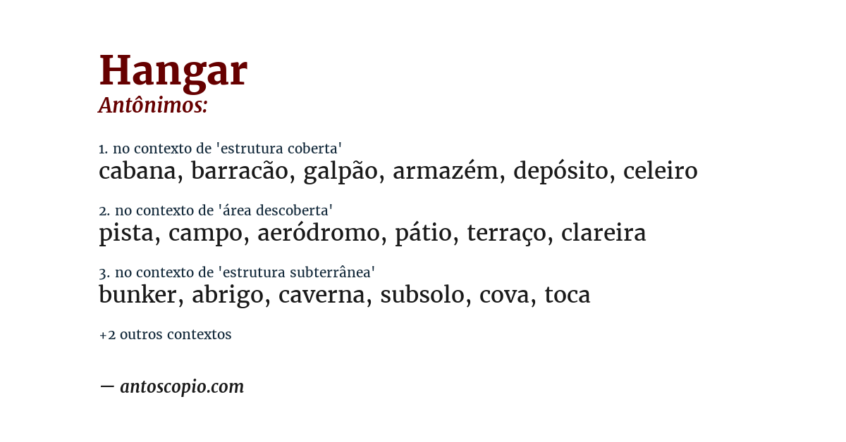 Antônimo de hangar