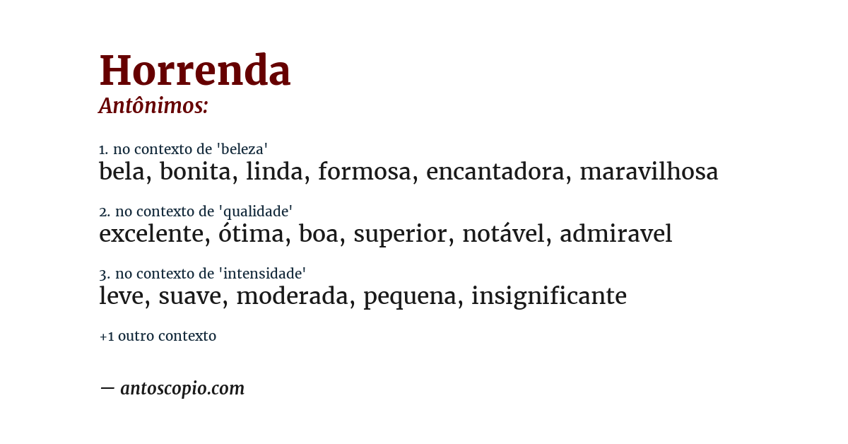 Antônimo de horrenda
