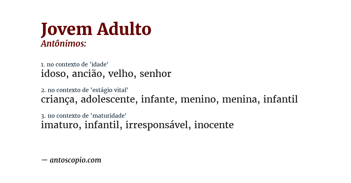 Antônimo de jovem adulto