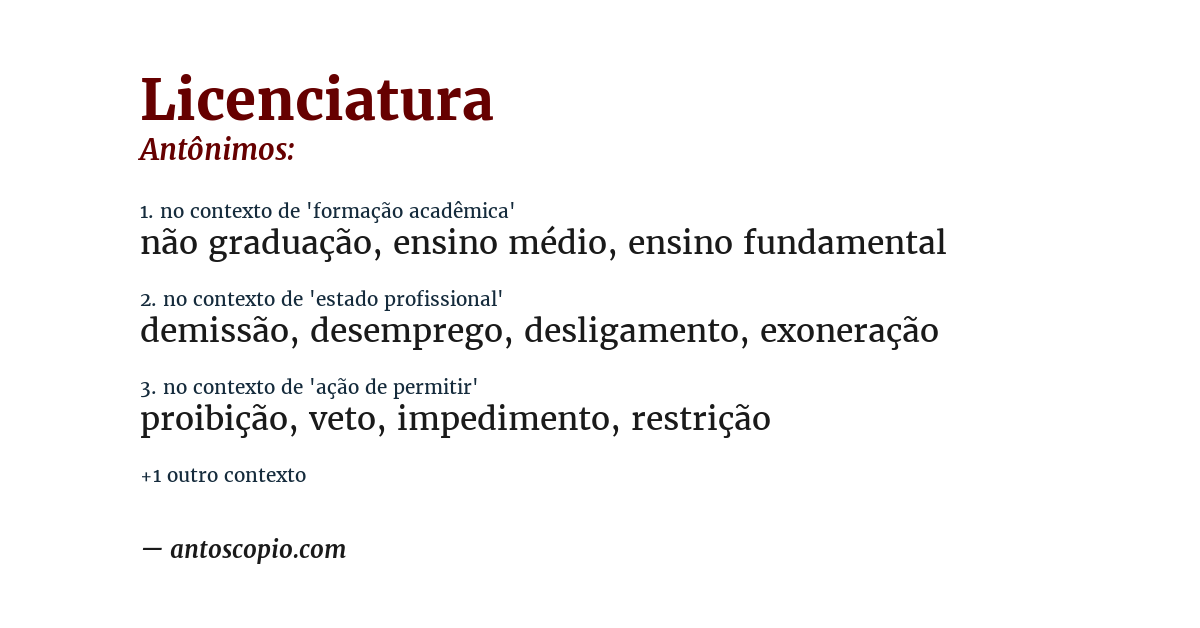 Antônimo de licenciatura