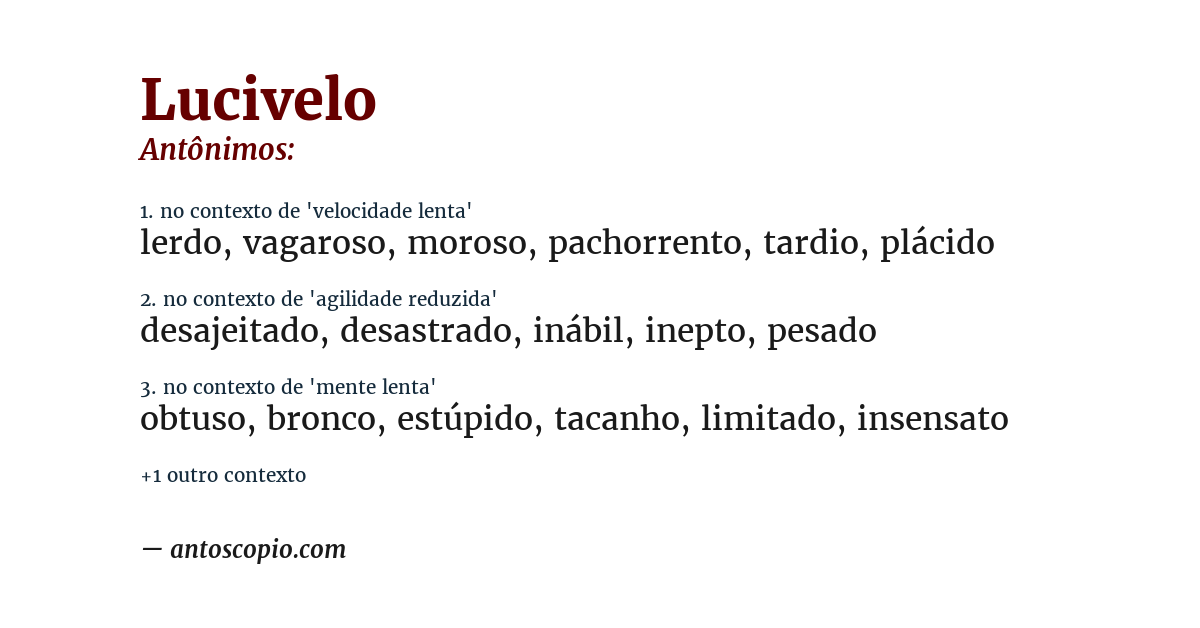 Antônimo de lucivelo