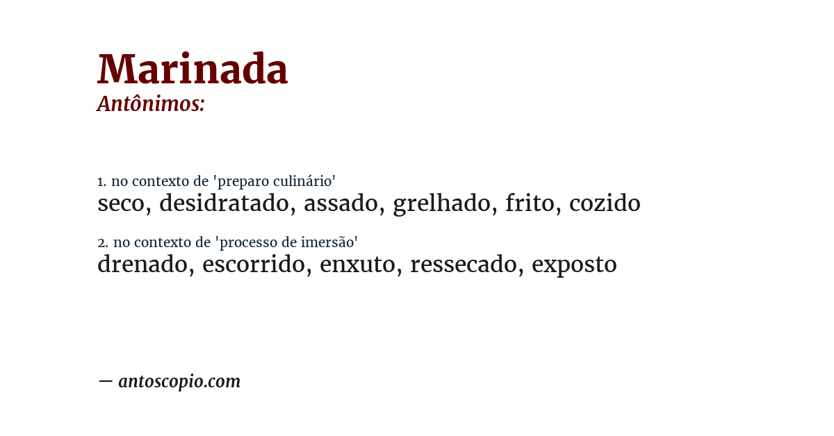 Antônimo de marinada