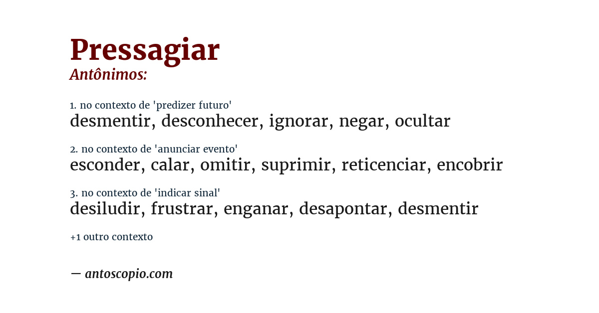 Antônimo de pressagiar
