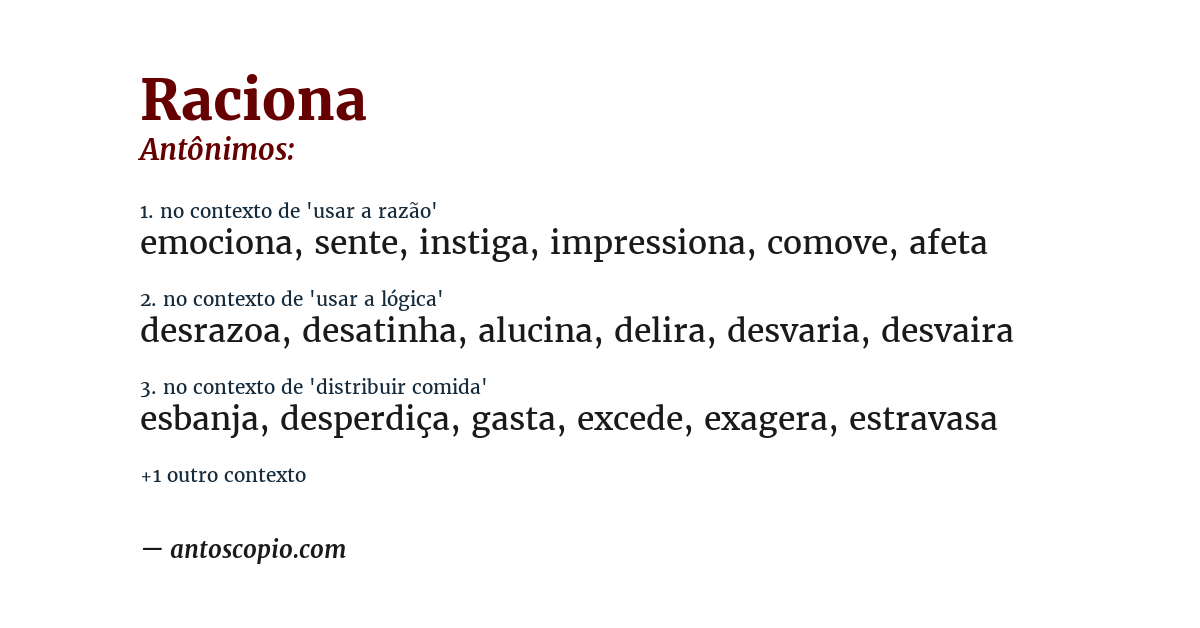 Antônimo de raciona