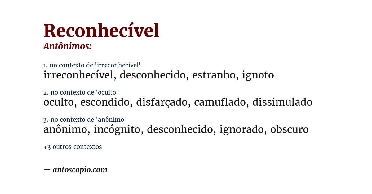 Antônimo de reconhecível