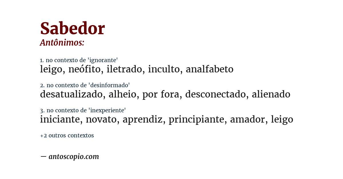 Antônimo de sabedor