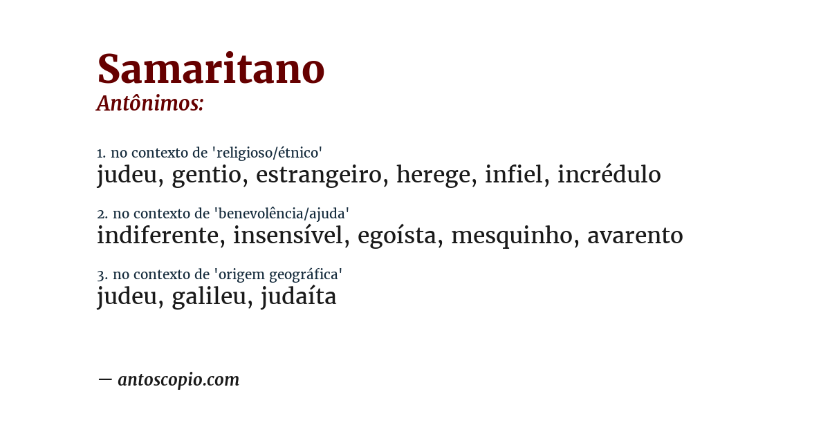 Antônimo de samaritano