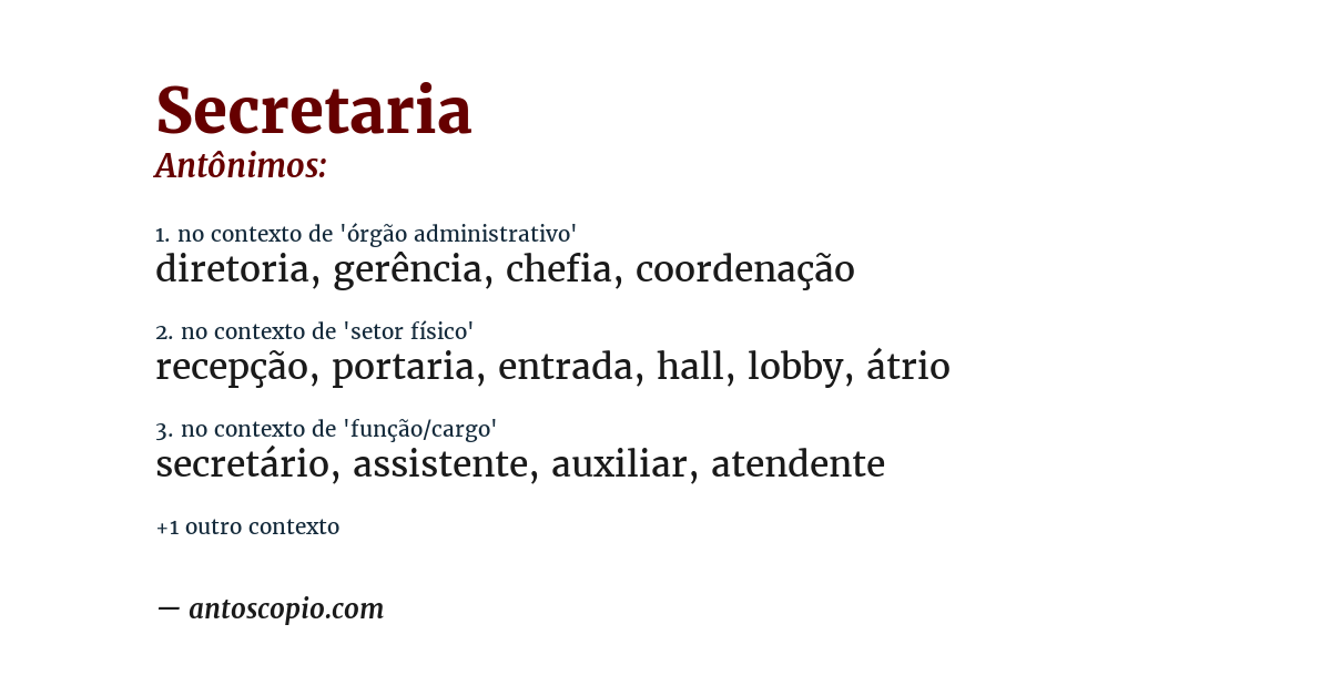Antônimo de secretaria