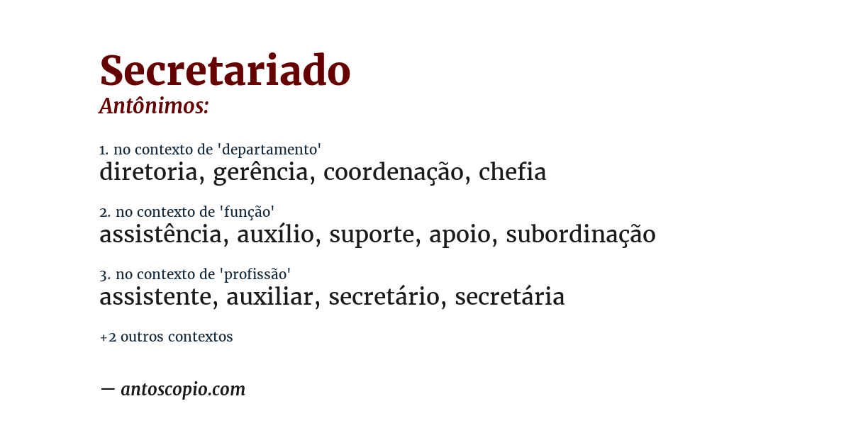 Antônimo de secretariado