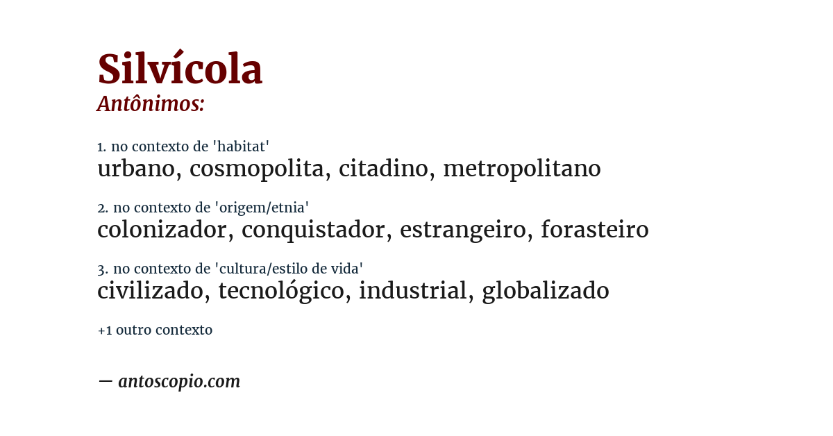 Antônimo de silvícola