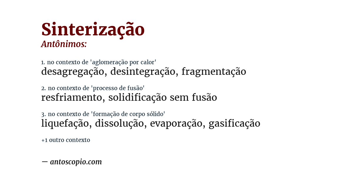 Antônimo de sinterização
