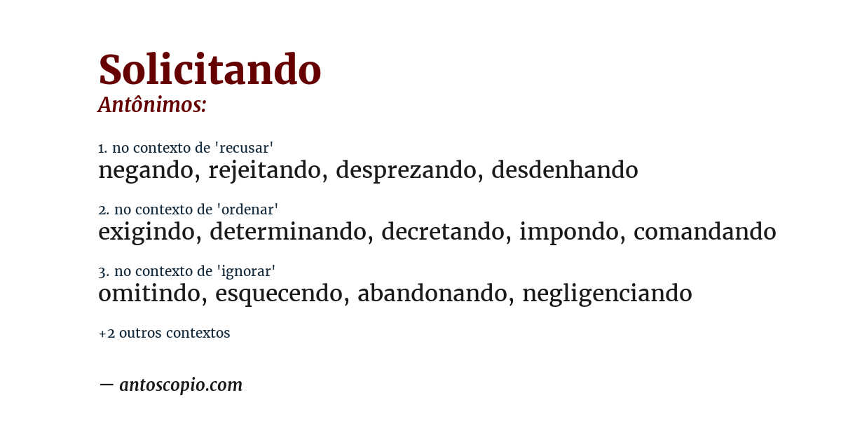 Antônimo de solicitando