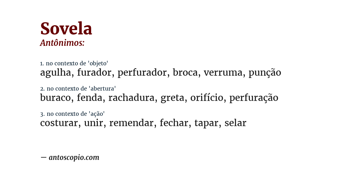 Antônimo de sovela