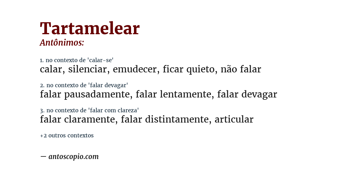 Antônimo de tartamelear