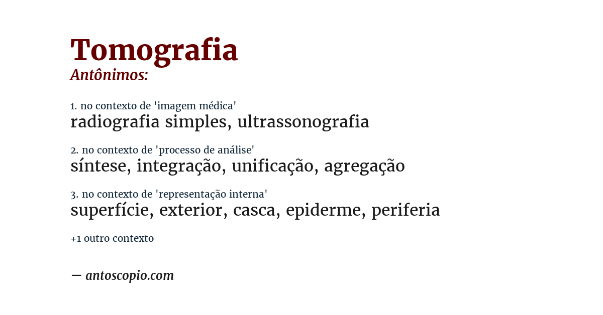 Antônimo de tomografia