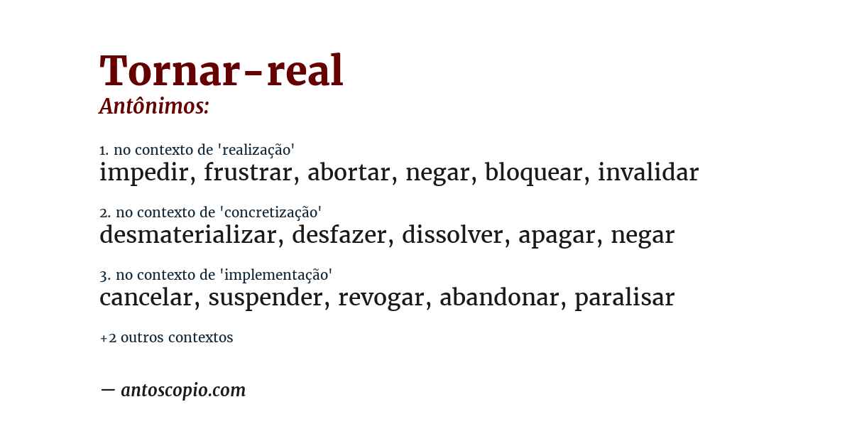 Antônimo de tornar-real