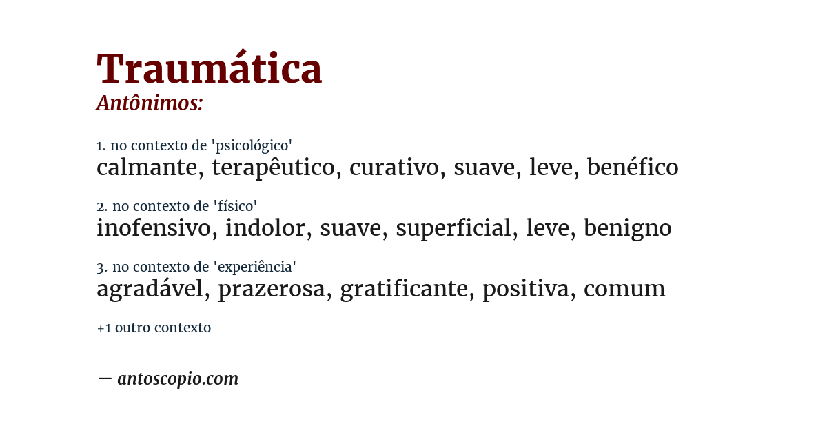 Antônimo de traumática