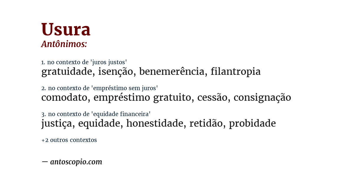Antônimo de usura