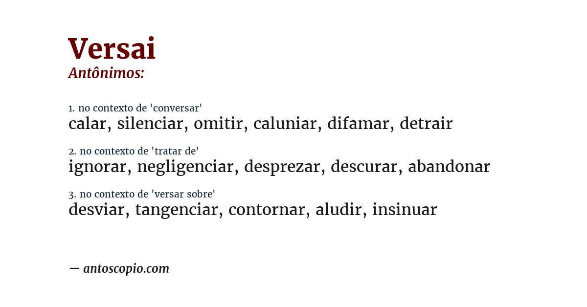 Antônimo de versai