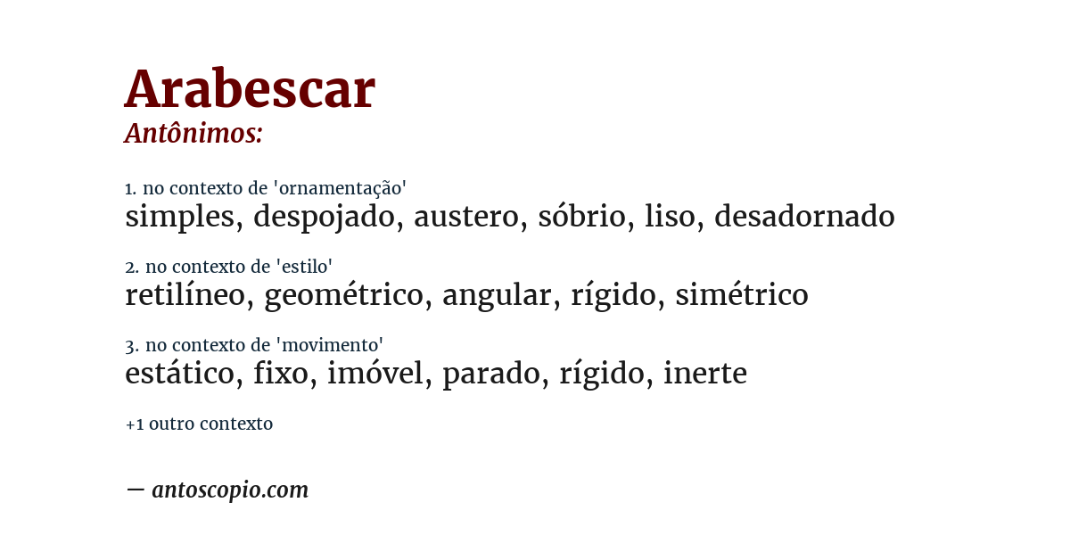 Antônimo de arabescar
