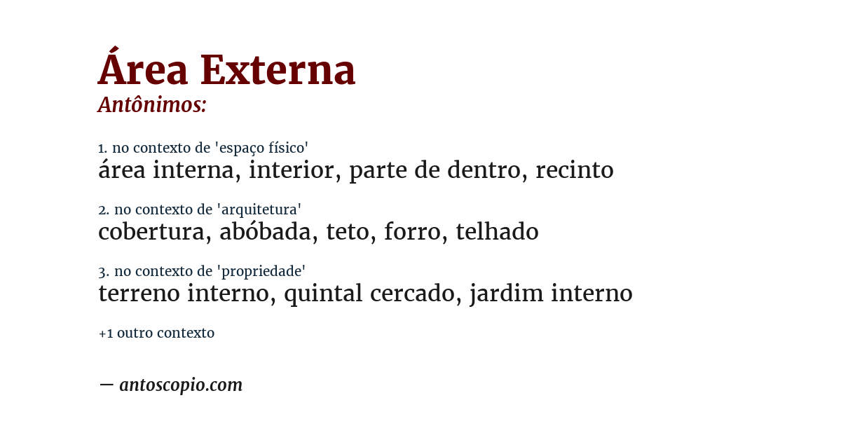 Antônimo de área externa