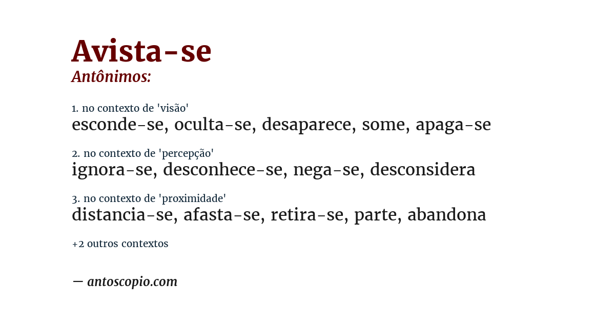 Antônimo de avista-se