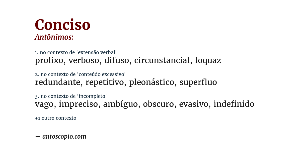 Antônimo de conciso
